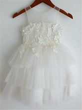 White Ivory Short Flower Girl Dress Tutus Tiered Skirt Baby Ball Gown ASD063