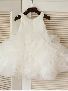 White Ivory Ruffles Short Flower Girl Dress little Baby Kids Ball Gown ASD066