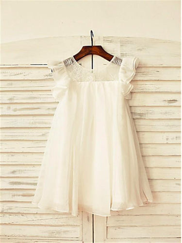 White Ivory Short Flower Girl Dress Holy First Communion Dresses ASD079