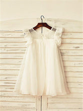 White Ivory Short Flower Girl Dress Holy First Communion Dresses ASD079
