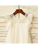 White Ivory Short Flower Girl Dress Holy First Communion Dresses ASD079