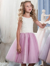 Knee Length Short Lace Tule Flower Girl Dresses Kids Ball Gown ASD087