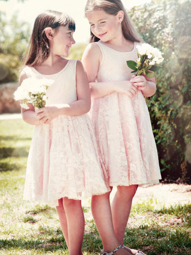 Short Lace Boho Flower Girl Dress Kids Child Party Ball Gown ASD089