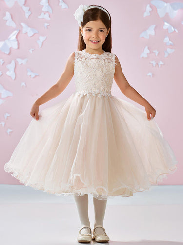 Ivory Champagne Lace Tulle Short Flower Girl Dress Kids Ball Gown ASD092