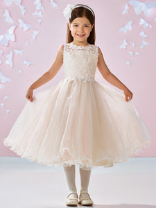 Ivory Champagne Lace Tulle Short Flower Girl Dress Kids Ball Gown ASD092