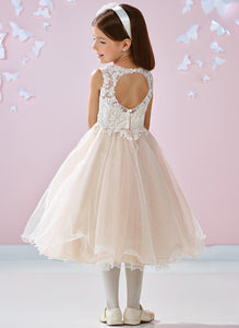 Ivory Champagne Lace Tulle Short Flower Girl Dress Kids Ball Gown ASD092
