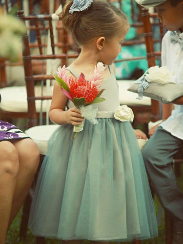 Turqoise Short Flower Girl Dresses for Weddings Kids Ball Gown ASD093