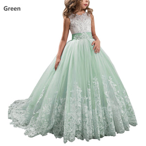 Vintage Lace Flower Girl Dresses Princess Ball Gown Pageant Dress MFD094