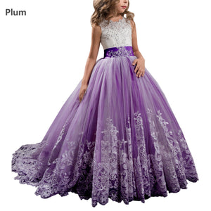 Vintage Lace Flower Girl Dresses Princess Ball Gown Pageant Dress MFD094