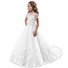 Stunning Lace White Blue Flower Girl Dresses with Butterfly Girls' Pageant Dress MFD120