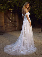 Off the Shoulder Appliques Lace Wedding Dresses A Line Bride Gown WD313