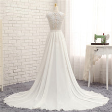 Sexy Cap Sleeves Lace Applique A Line Chapel Train Beach Wedding Dress WD319