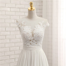 Sexy Cap Sleeves Lace Applique A Line Chapel Train Beach Wedding Dress WD319