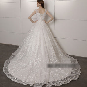 Vintage Lace Wedding Dress Court Train With Beading Top Bridal Gown WD323