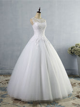 Round Neck Lace Appliques Ball Gown Wedding Dresses WD327