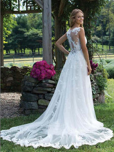V Neck Lace Mermaid Wedding Dress Bridal Gown with Train WD333