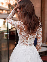 Sexy See-through Bodice Long Sleeve Wedding Dress Bridal Gown with Buttons WD337