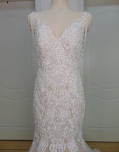Lace Mermaid Wedding Dresses Pearls Spaghetti Straps Bridal Gown WD340