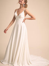 Simple & Charming V-neck Neckline  Wedding Dress Lace Sheer Back Bridal Gown WD353