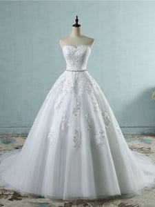 Sweetheart Lace Appliques Wedding Dresses A Line Bridal Gown WD355