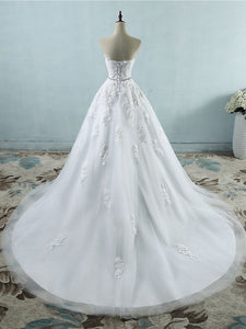 Sweetheart Lace Appliques Wedding Dresses A Line Bridal Gown WD355