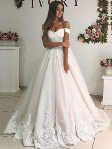 Vintage Off the Shoulder Sweetheart Wedding Dresses Lace Appliques Bridal Gown WD358