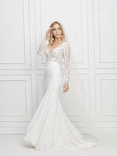 Sexy Sheer Back Mermaid Wedding Dresses Lace Long Sleeves Bridal Gown WD378