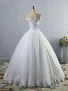 Off the Shoulder Lace Tulle Wedding Dresses A Line Bridal Gown WD390