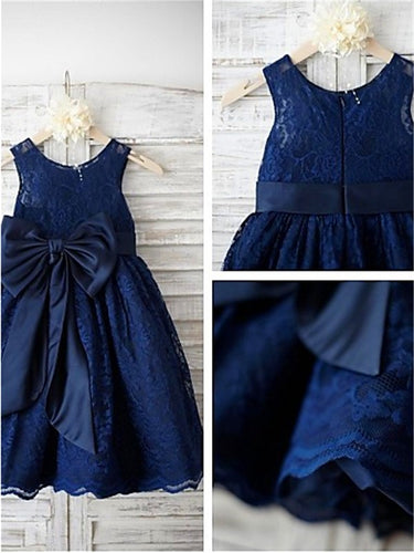 Navy Short Lace Flower Girl Dresses Baby Kids Ball Gown ASD061