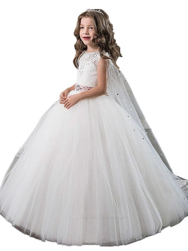 White Ivory Lace Flower Girl Dress Girls' Pageant Dresses for Teens ALD069