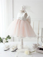 White Pink Short Flower Girl Dresses with Bows ASD048