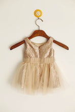 Short Champagne Sequins and Tulle Flower Girl Dresses Tutus ASD003