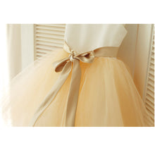 Short Ivory Champagne Flower Girl Dress Puffy Tutus with Sash ASD023