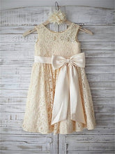 Champagne Short Lace Flower Girl Dresses Kids Ball Gown Party Dress ASD050