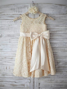 Champagne Short Lace Flower Girl Dresses Kids Ball Gown Party Dress ASD050