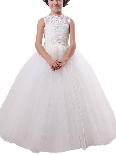 Country White Ivory Flower Girl Dresses A Line First Communion Dress MFD003