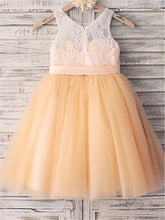 White Champagne Short Lace Flower girl Dress Tutus for Wedding ASD062