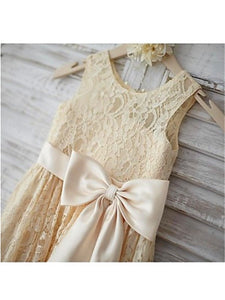 Champagne Short Lace Flower Girl Dresses Kids Ball Gown Party Dress ASD050