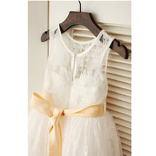 Round Neck Short Lace Flower Girl Dresses with Removable Sash ASD019
