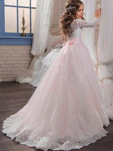 Lace Long Sleeve Flower Girl Dress Pageant Gown for Teens ALD056