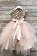 Gold Sequins Pink Tulle Flower Girl Dresses Tutus Skirt ALD099