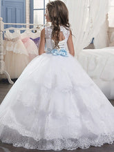 White Blue little Princess Ball Gown Flower Girl Dresses Pageant Dress for Teens ALD073