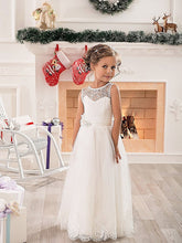 White Ivory Lace Flower Girl Dress First Communion Dresses ALD063