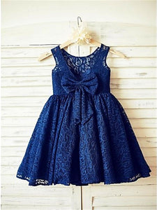 Short Navy Lace Flower Girl Dress little baby Princess Ball Gown ASD072
