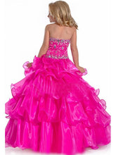 Fushia Organza Flower Girl Dress Ruffles Girls' Pageant Dress ALD053
