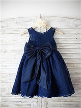 Navy Short Lace Flower Girl Dresses Baby Kids Ball Gown ASD061