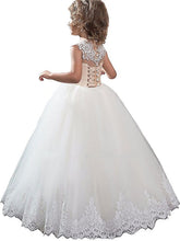 Champagne White Lace Flower Girl Dress Kids Pageant Dresses ALD064