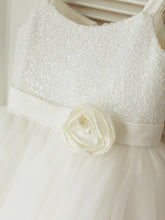 White Ivory Short Sequins Flower Girl Dress Tutus ASD086