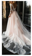 Elegant Pink Lace Wedding Dress Simple A Line V-Neck Bridal Dress WD307