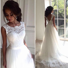 Lace O-Neck Lace Tulle Boho Wedding Dresses Summer Beach Bridal Gown WD302